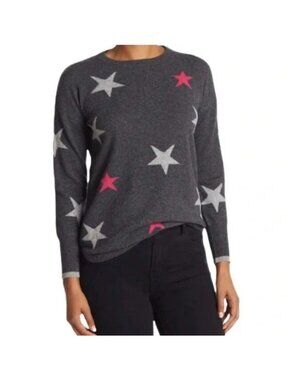 Philosophy Cashmere Heather Charcoal Star Print Sweater